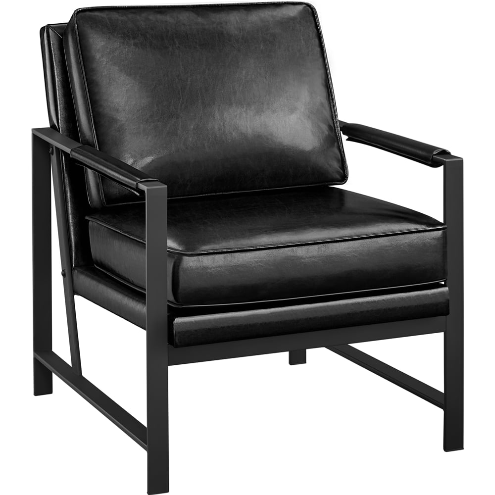 Yaheetech Upholstered Faux Leather Accent Chair,Black