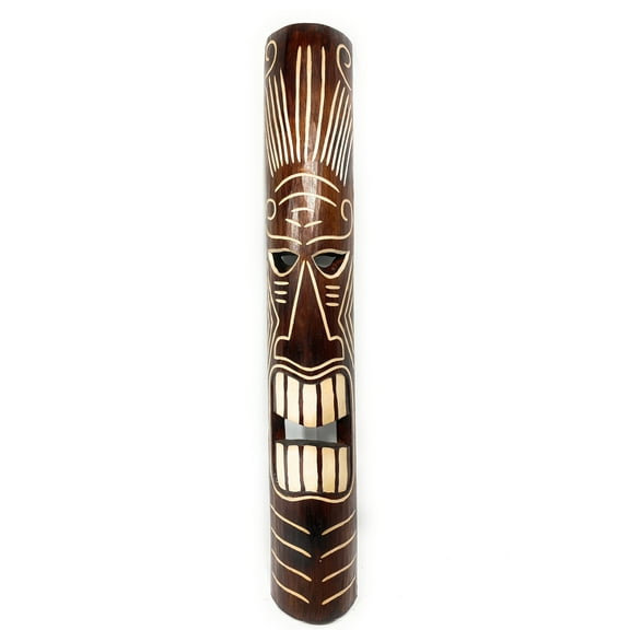 Winner Tiki Mask 40" - Tattoo Face Brown hand Carved | #bag15063100