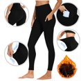 thumbnail image 5 of YanHoo High Waisted Leggings with Pockets Women Thermal Fleece Lined Legging Stretchy Soft Warm Winter Yoga Workout Pants Black,M, 5 of 7