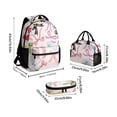 thumbnail image 2 of 3-Piece Bow Print Backpack Set for Girls, Polyester School Backpack with Lunch Tote Bag & Pencil Case, Lightweight Student Schoolbag Kit,B, 2 of 5