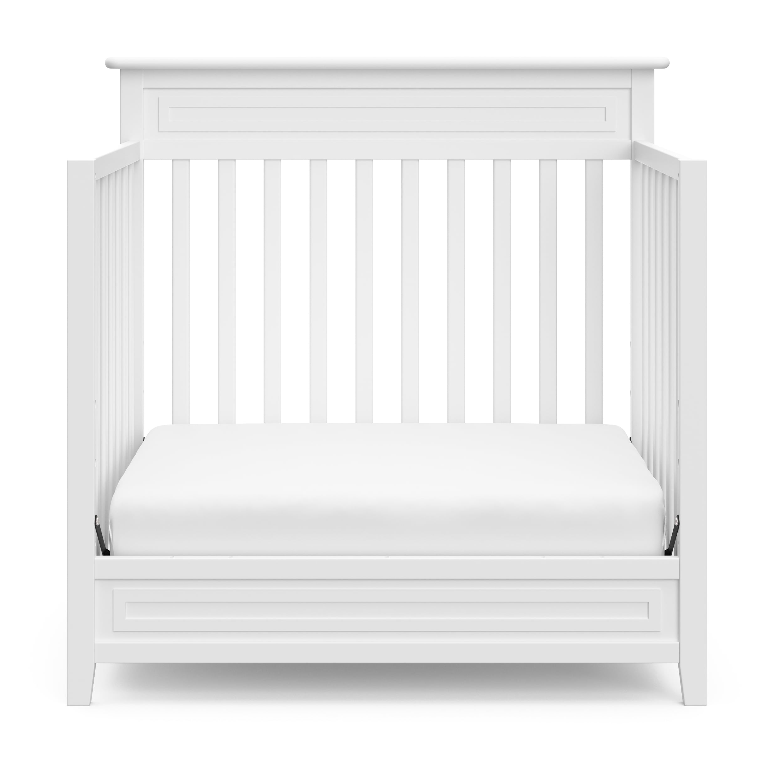 Storkcraft Petal Mini 4-in-1 Convertible Baby Crib with Mattress, White