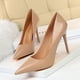 thumbnail image 3 of Zapatos de tacón alto para mujer, de moda, minimalistas, delgados, brillantes, de charol, de corte bajo y puntiagudos, para mujer, 3 of 5