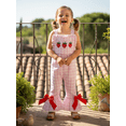 thumbnail image 3 of BemeyourBBs Toddler Baby Girls Strawberry Romper Overalls Outfit Sleeveless Plaid Strawberry Embroidery Bell Bottom Jumpsuit Overalls Kids Baby Girl Summer Clothes, 3 of 9
