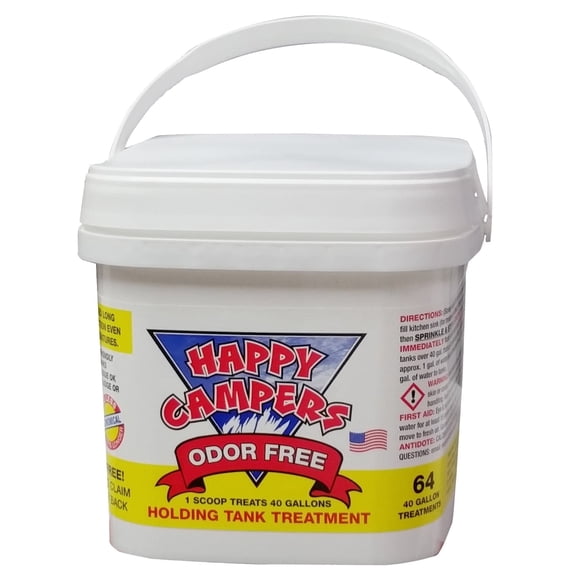 Happy Campers RV Toilet Treatment - Powerful Odor Control, Long-Lasting RV Tank Treatment - Prevents Clogs, Buildup, Sensor Failure - Keeps Holding Tank Clean & Healthy, Odor Free (64 Treatments)