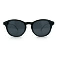 thumbnail image 3 of Mens Gentleman Hipster Horn Rim Keyhole Plastic Round Sunglasses Black Silver - Black, 3 of 7