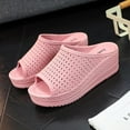 thumbnail image 4 of hopeusnice Women's Platform Sandals Summer Open Toe Wedge Shoes Hollow Out Breathable Slip On Beach Slides Comfortable Outdoor Shoes Pink 40, 4 of 5
