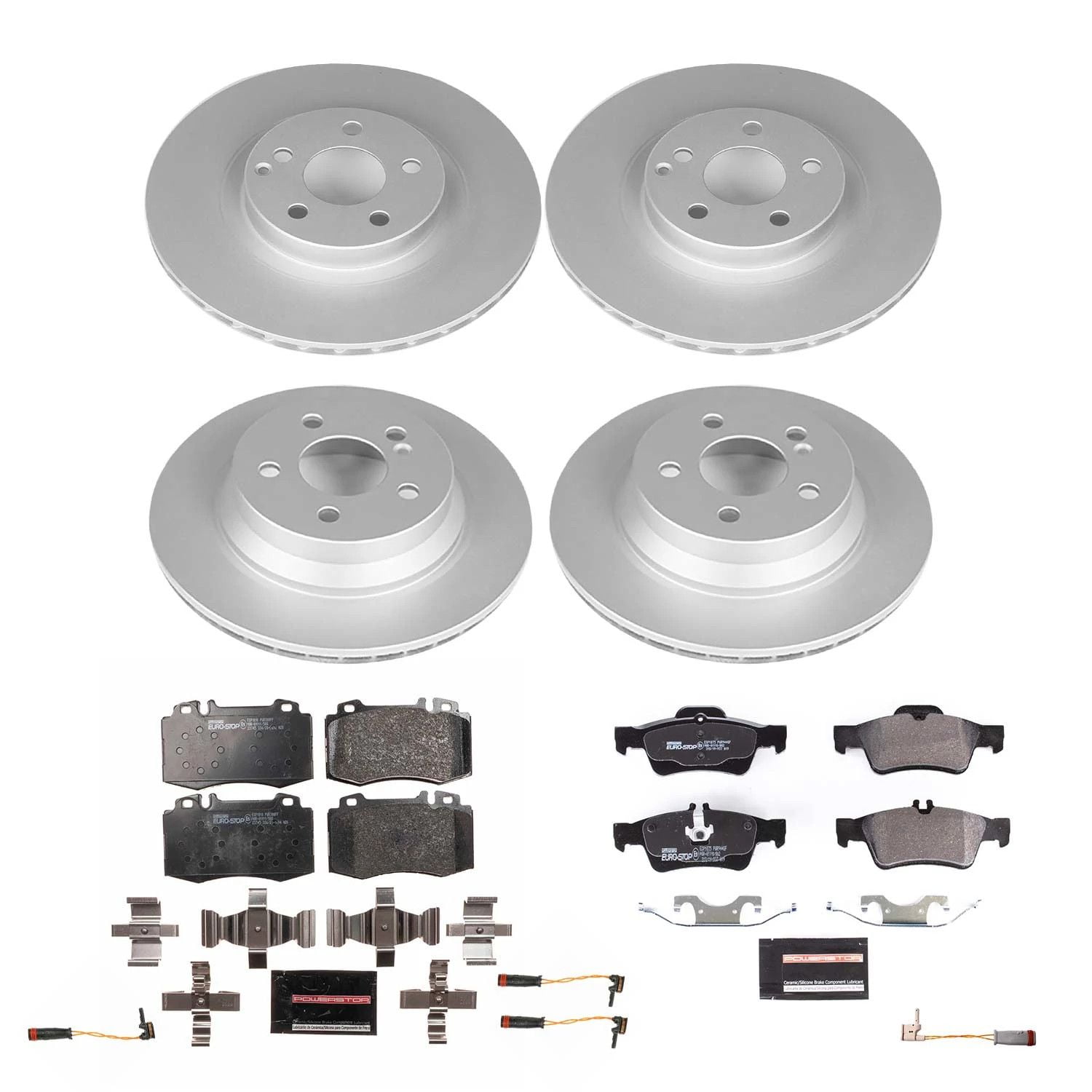 Power Stop Front and Rear Euro-Stop ECE-R90 Certified Brake Pad and Rotor Kit ESK6600