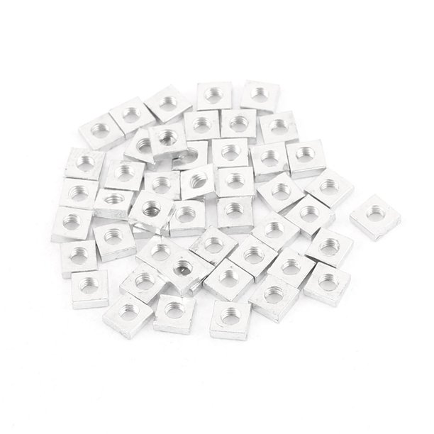 50PCS M4 7.8 x 7.8 x 2mm Tuercas de tornillo de máquina cuadradas de acero inoxidable