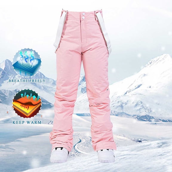 Womens Snow Bibs Insulated Ski Bibs Overalls for Skiing & Snowboarding Color Pink Size XL