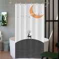 thumbnail image 6 of Mid Century Deer Small Shower Curtain Vintage Desert Moon Flying Bird Stall Shower Curtain Water Repellent Polyester Fabric Bathroom Curtain Set with 6 Hooks, 36W x 72L inch, 6 of 6