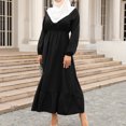 thumbnail image 6 of Women's Muslim Long Maxi Dress Vintage Long Sleeve Solid Zipper Dresses Plus Size Loose Casual Holiday Casual Wear Dress, 6 of 7
