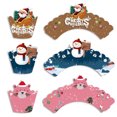 thumbnail image 5 of RuiJiao 24Pcs Christmas Cupcake Toppers and Wrappers Set, Santa Claus, Snowman, Reindeer, Elf Designs for Holiday Baking, Party Supplies, Festive Dessert Decorations, 5 of 8