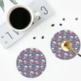 thumbnail image 4 of Lsque happy Skull rose Pattern 4" Drink Coasters Set of 4, PVC Leather Absorbent Coasters, Table Coaster Set Decorative Coffee Cup Coasters Housewarming Gift -Round Shape, 4 of 6