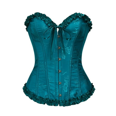 MNCEKFOD Shapewear for Women Sexy Sexy Lace Bodice Waist Corset Solid Color V Neck Strapless Tummy Control Gathering Bustier Lingerie Mint Green L