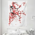thumbnail image 1 of Floral Tapestry, Japanese Cherry Blossom Sakura Blooms Branch Spring Inspirations Print, Wall Hanging for Bedroom Living Room Dorm Decor, 60W X 80L Inches, Vermilion Brown White, by Ambesonne, 1 of 2