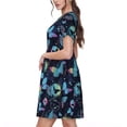 thumbnail image 2 of Balery Blue Butterfly Vestidos sueltos de manga corta para mujer, vestidos de verano 2025, vestidos casuales de corte A con vuelo., 2 of 6