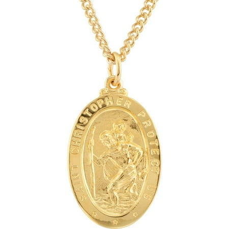 24 Vintage Silver Plated - Bella Grace Jewelry Collection 24K Gold-Plated Sterling Silver 28.77x17.74mm St. Christopher Medal 24