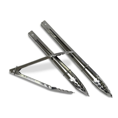 Food Presentation Rings Kitchen Winners Set of 3 Stainless Steel Clam Shell Food Service Tongs with Sliding Rings. (9' - 11' - 13') ()