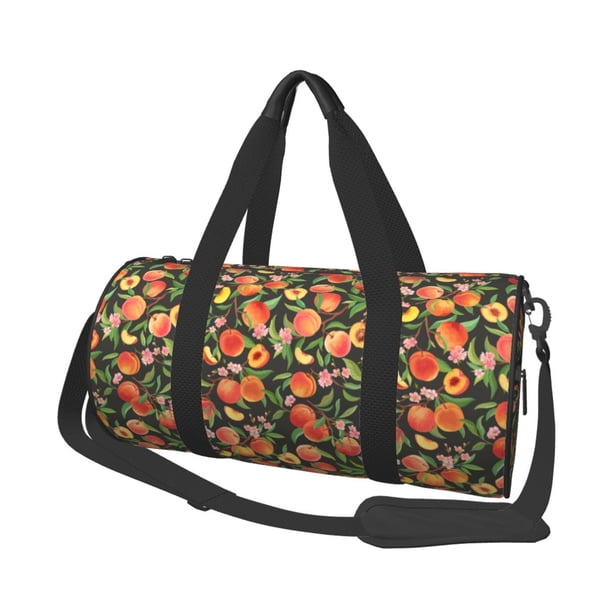 Balery Fruits Peach Bolsa de Gimnasio para Mujeres y Hombres, Bolsa de Viaje Impermeable, Bolsa de Fin de Semana con Compartimento para Zapatos y Bolsillo Húmedo