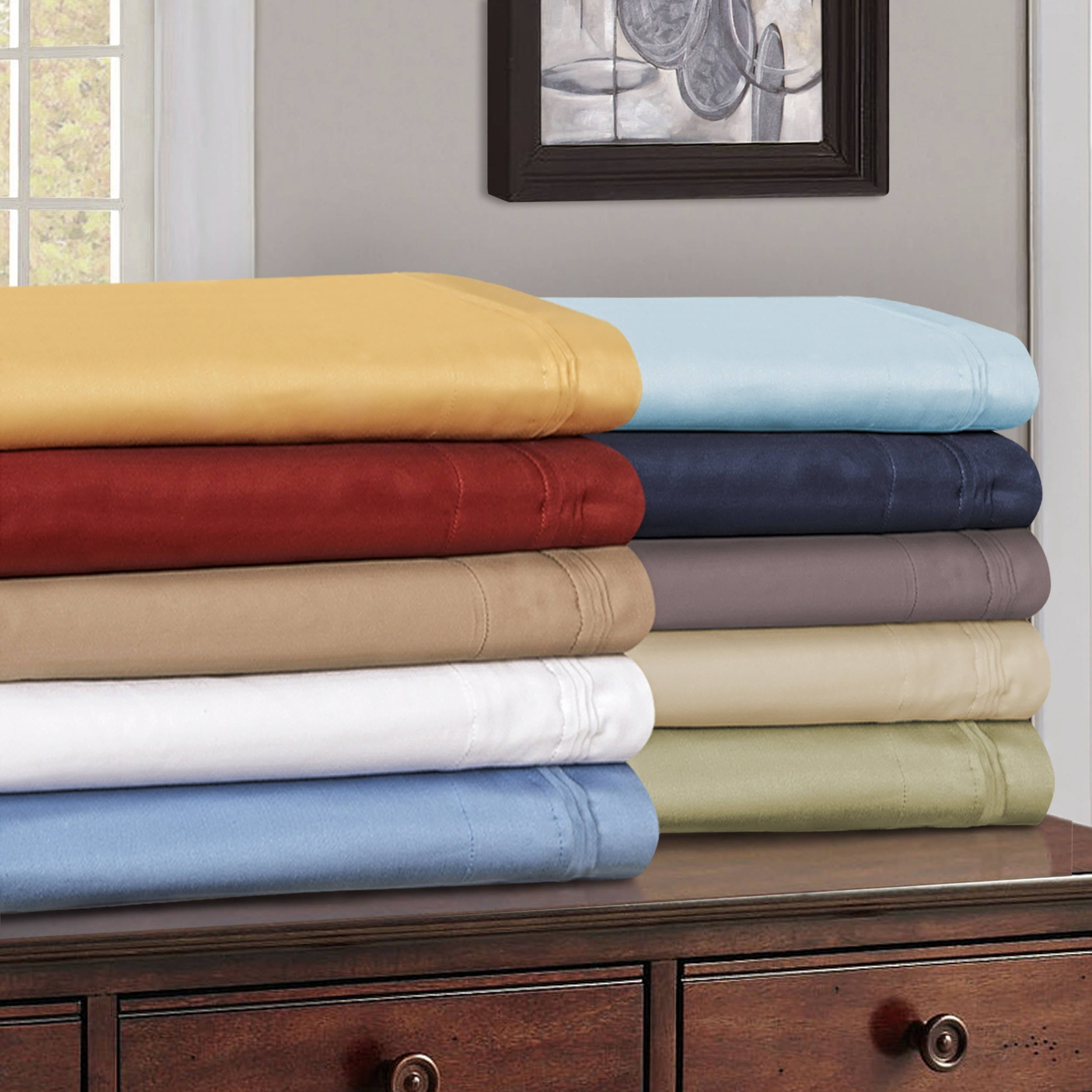 6 PCs Sheet Set Egyptian Cotton 1000 Thread Count Solid Colors Olympic Queen 