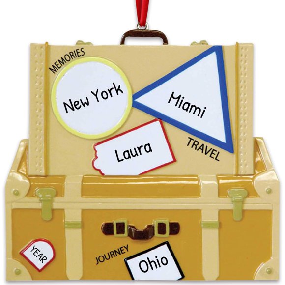 Personalized Travel Christmas Luggage Passport - 2024 Gifts for International Travelers World Map Backpacking Airplane Ornaments