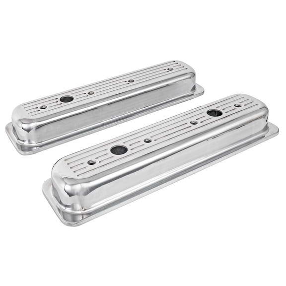JEGS Polished Cast Aluminum Ball-Milled Valve Covers for 1987-1997 Small Block Chevy (Centerbolt Mount)