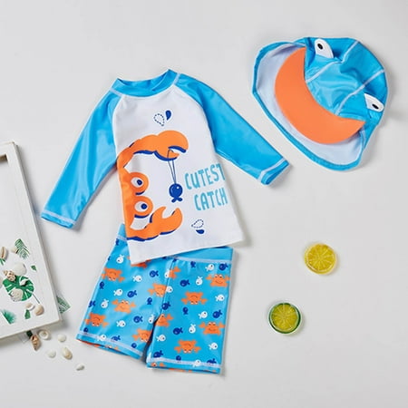 

Baby Toddler Boys Two Pieces Swimsuit Crab Bathing Suit Rash Guards+Hat Sets