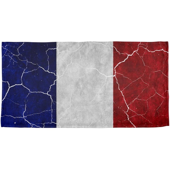 Distressed French Flag All Over Beach Towel
