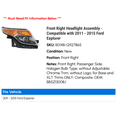thumbnail image 2 of Front Right Headlight Assembly - Compatible with 2011 - 2015 Ford Explorer 2012 2013 2014, 2 of 2