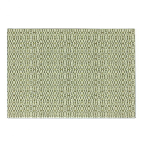 Geometric Cutting Board, Moire Rhombus-Like Wavy Stripes Geometric Background Vintage Pattern, Decorative Tempered Glass Cutting and Serving Board, Small Size, Earth Yellow and White, by Ambesonne