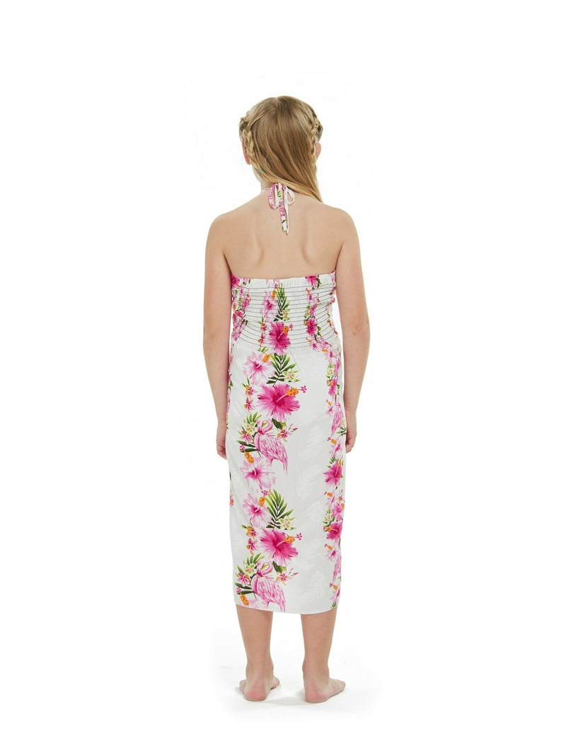 Girl Hawaiian Halter Dress in Pink Hibiscus Vine Size 12 - Walmart.com
