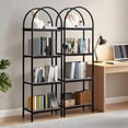 thumbnail image 2 of Memoryfield 4 Tier Arched Bookshelf, Industrial Open Back Bookcase, Modern Freestanding Display Shelving Unit Storage Rack with Metal Frame for Bedroom Living Room, Brown, 2 of 9