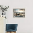 thumbnail image 5 of Open Window Canvas Wall Art: Sunset Coastal Beach Scenery Fake Window View Picture Blue Ocean Waves Seascape Painting Nautical Sailboats Prints Modern Natural Sea Landscape Artwork for Bedroom, 5 of 6