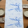thumbnail image 5 of Table Runners 70 Inches Long Dress Scarves, Cute Bow Farmhouse Coffee/Dining/Kitchen Table Decor, Holiday Table Runner, Blue Bowknot Minimalist Solid Color 13x70 Inch, 5 of 9