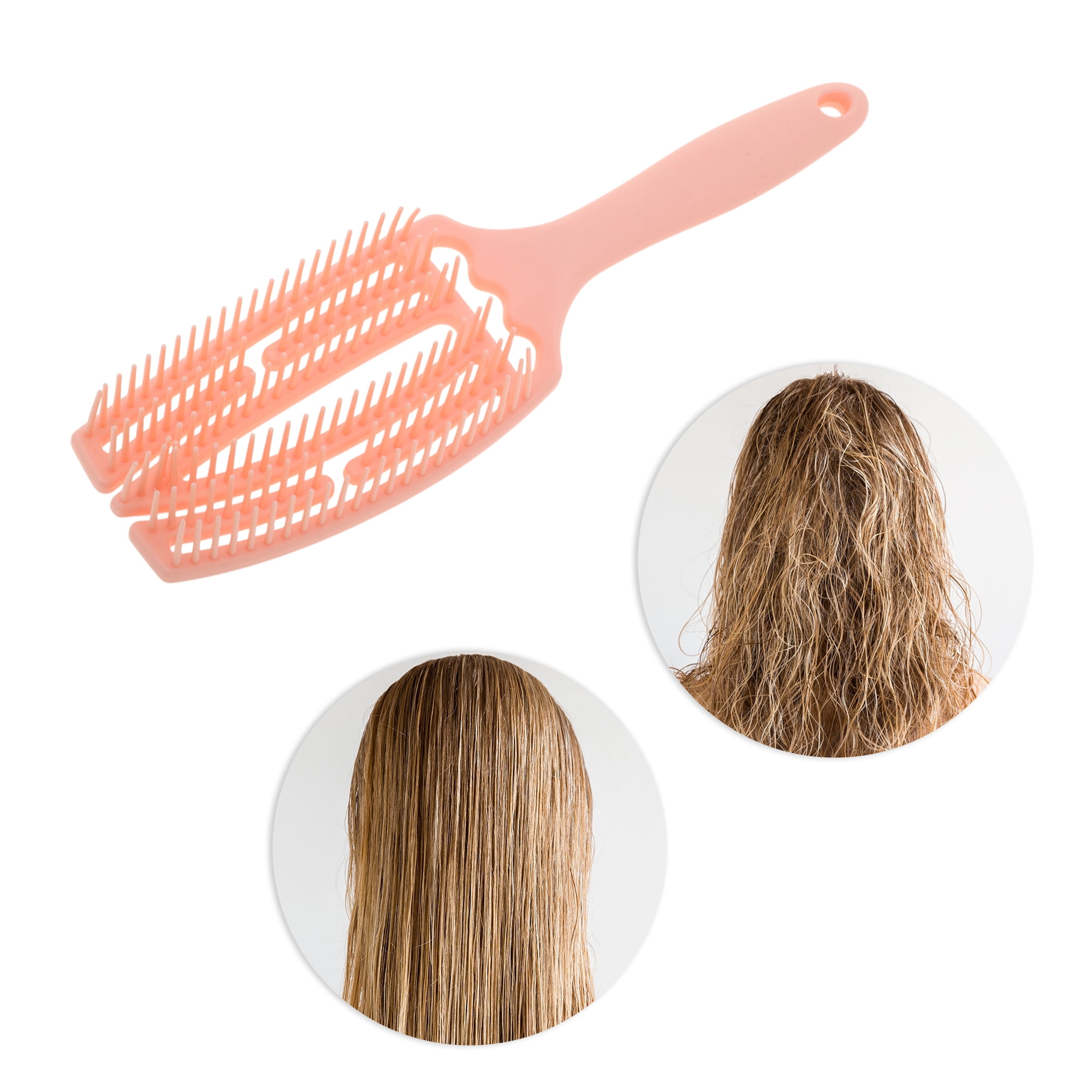 Unique Bargains 1 Pc Portable Hollow Comb Hair Brush for All Hair Types Pink
