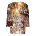 thumbnail image 4 of Enjoytime Christmas Womens Oversized Shirts Casual Print 3/4 Sleeve Shirt Plus Size Tops for Women, 4 of 5