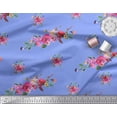 thumbnail image 2 of Soimoi Blue Viscose Chiffon Fabric Leaves & Ranunculus Floral Print Fabric by the Yard 42 Inch Wide, 2 of 3
