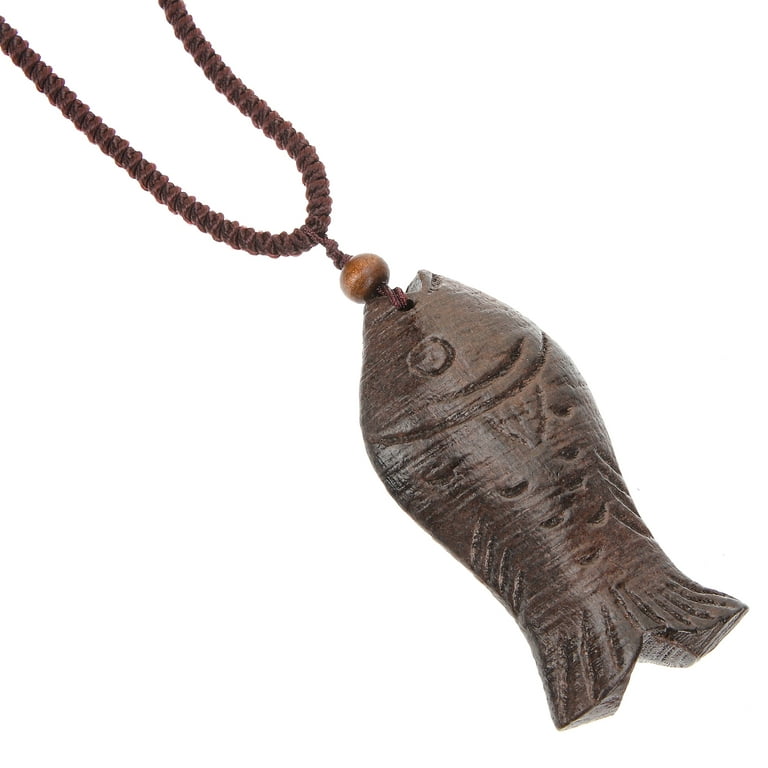 BESTONZON Wooden Fish Necklace Vintage Pendant Necklace Personalized Neck  Chain for Men Women