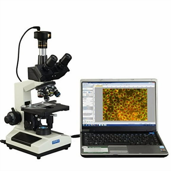 OMAX 5MP Digital 40X-2500X Advanced Oil NA1.25 Darkfield Trinocular Compound LED Microscope with 5.0MP Camera with Measurement Stitching Extended Depth of Field Software
