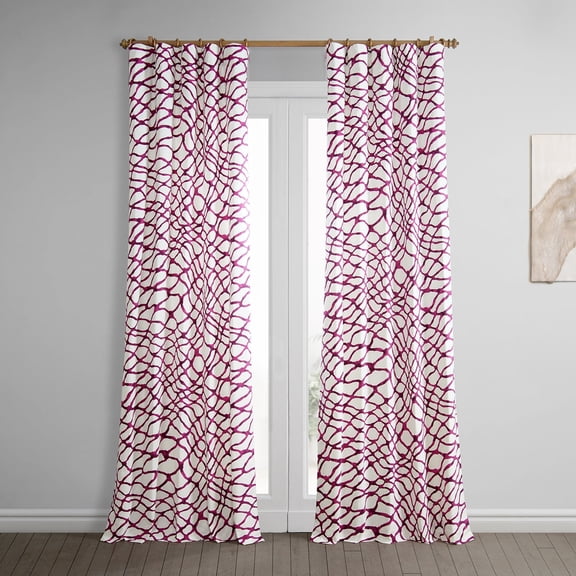 Ellis Pink Printed Cotton Twill Curtain (1 Panel), Ellis Pink, 50W X 84L