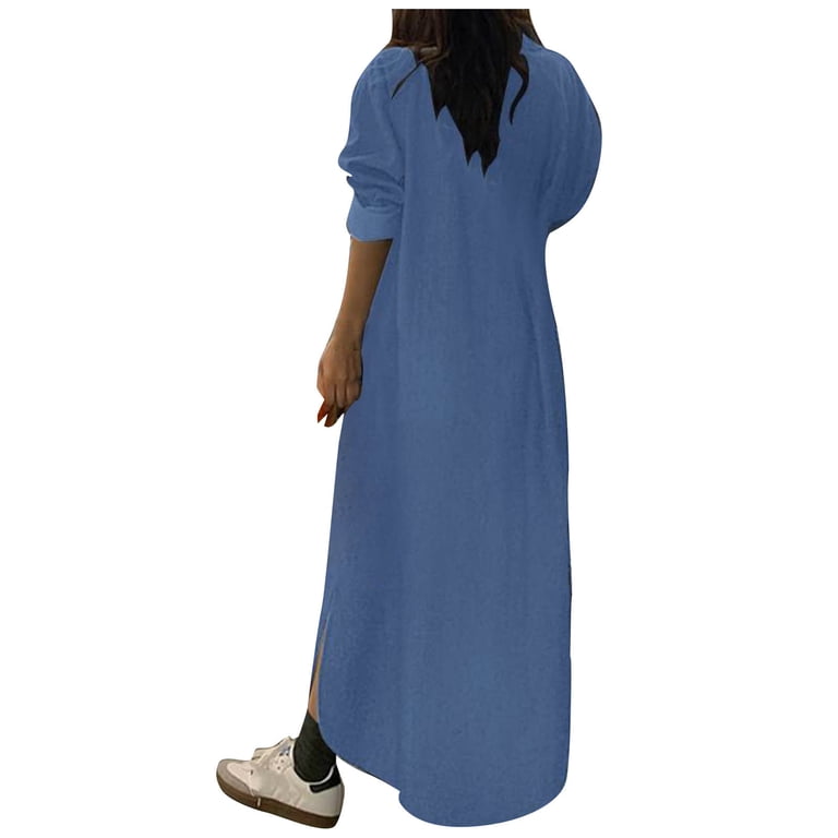 chinese dress ladies Standards & Practices Plus Size Women's Denim Tencel Raw Hem Midi Slip Dress - Light Blue main image 0