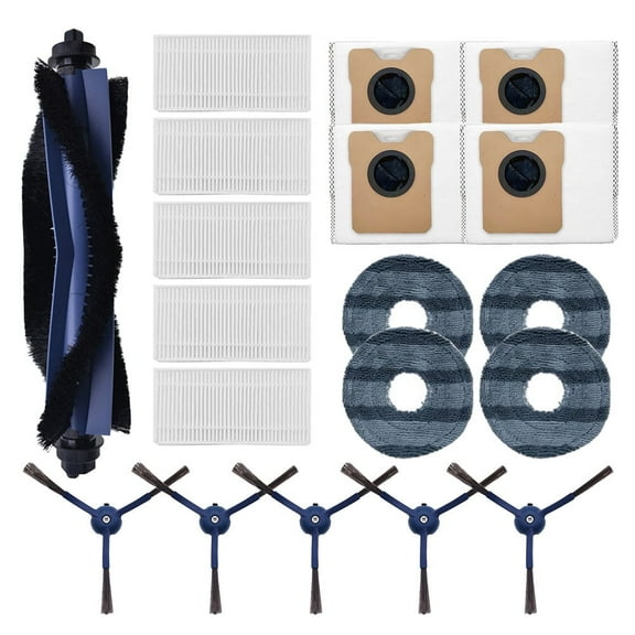 Neutop Replacement Accessories Compatible with eufy C20 Robot Vacuum Parts with 1 Main Brush 5 Hepa Filter 5 Side Brush 4 Mop Pad 4 Dust Bag.