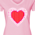 thumbnail image 4 of Inktastic Valentine Red Heart with Dots Women's V-Neck T-Shirt, 4 of 5