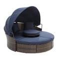 thumbnail image 5 of Glavbiku 64.1" Outdoor Wicker Round Daybed with Cushions,Rattan Sofa Bed with Lift Table,Navy Blue, 5 of 13