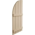 thumbnail image 3 of Ekena Millwork 22"W x 46"H (24" Low Side) Timberthane Rough Sawn Four Board Joined Board-n-Batten w/Quarter Round Arch Top Faux Wood Shutters (Per Pair), Primed Tan, 3 of 6
