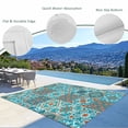 thumbnail image 3 of Retro Middle Century Outdoor Rug for Patio/Deck/Porch, Non-Slip Large Area Rug 5 x 8 Ft, Rustic Bohemia Style Aztec Blue Indoor Outdoor Rugs Washable Area Rugs, Reversible Camping Rug Carpet Runner, 3 of 8