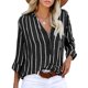 thumbnail image 3 of Blusa de Camisa ANGGREK a rayas de manga larga con Cuello en V Ajuste holgado, 3 of 6
