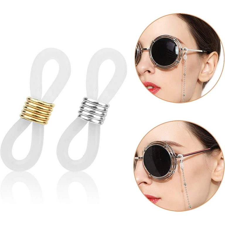 20 Pieces Eyeglass Chain Ends, Adjustable Spring Rubber Ends