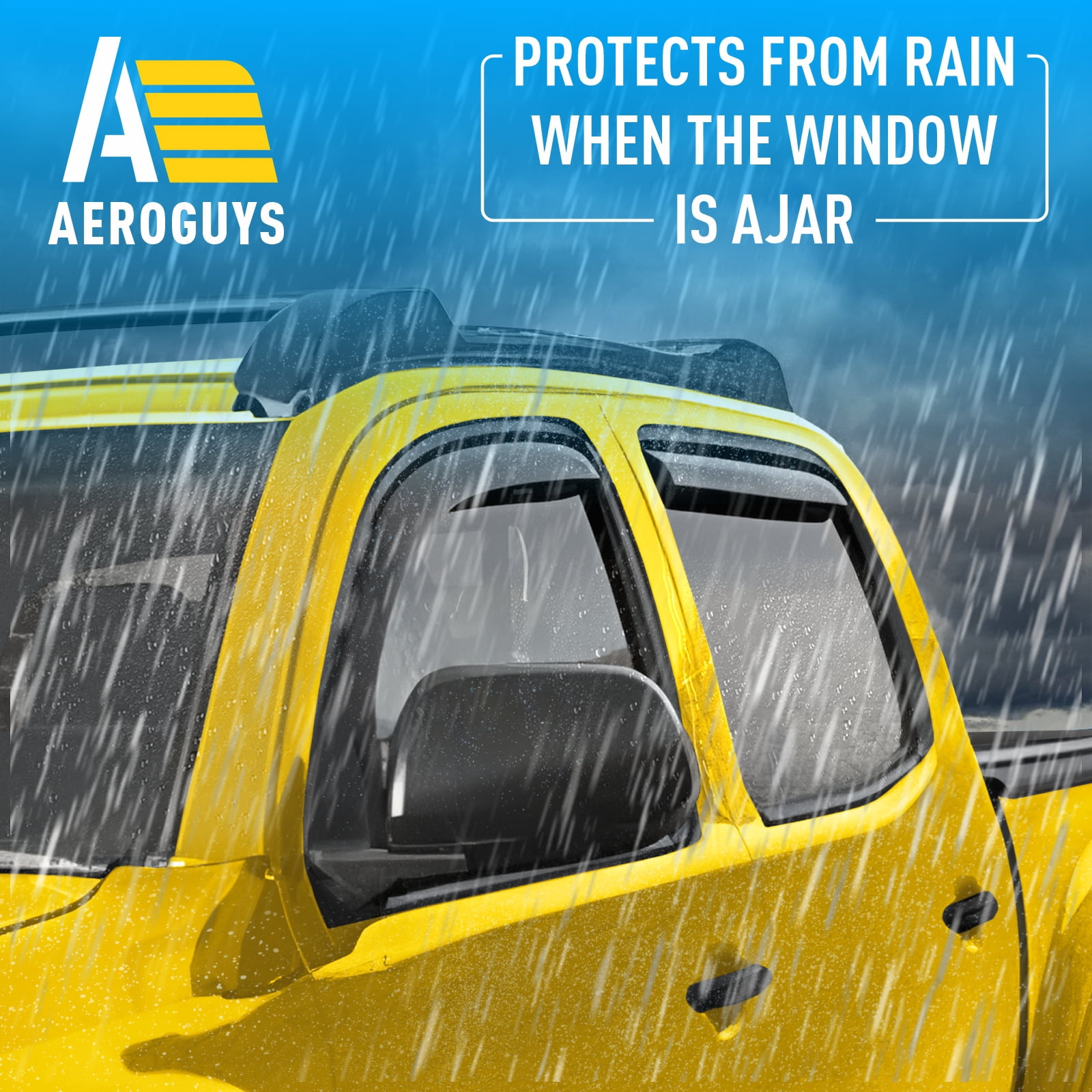 AEROGUYS Extra Durable Window Deflectors in-Channel Window Visors Rain Guards Fit for Toyota Tacoma 2005-2015 Double Cab, Sun Visors, Wind VentVisors, Exterior Truck Accessories - 4 pcs. AG0742