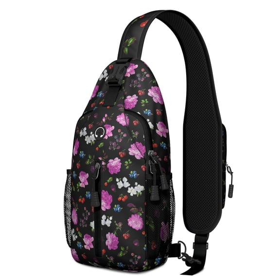 Floral Crossbody Sling Backpack for Womens Causal Sling Bag with Adjustable Shoulder Straps for Travel Hiking Chest Bag Daypack Anti-theft Purse